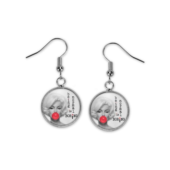 Hand Crafted Jewelry - Marilyn Monroe Silver Dangle Earrings French Hook
